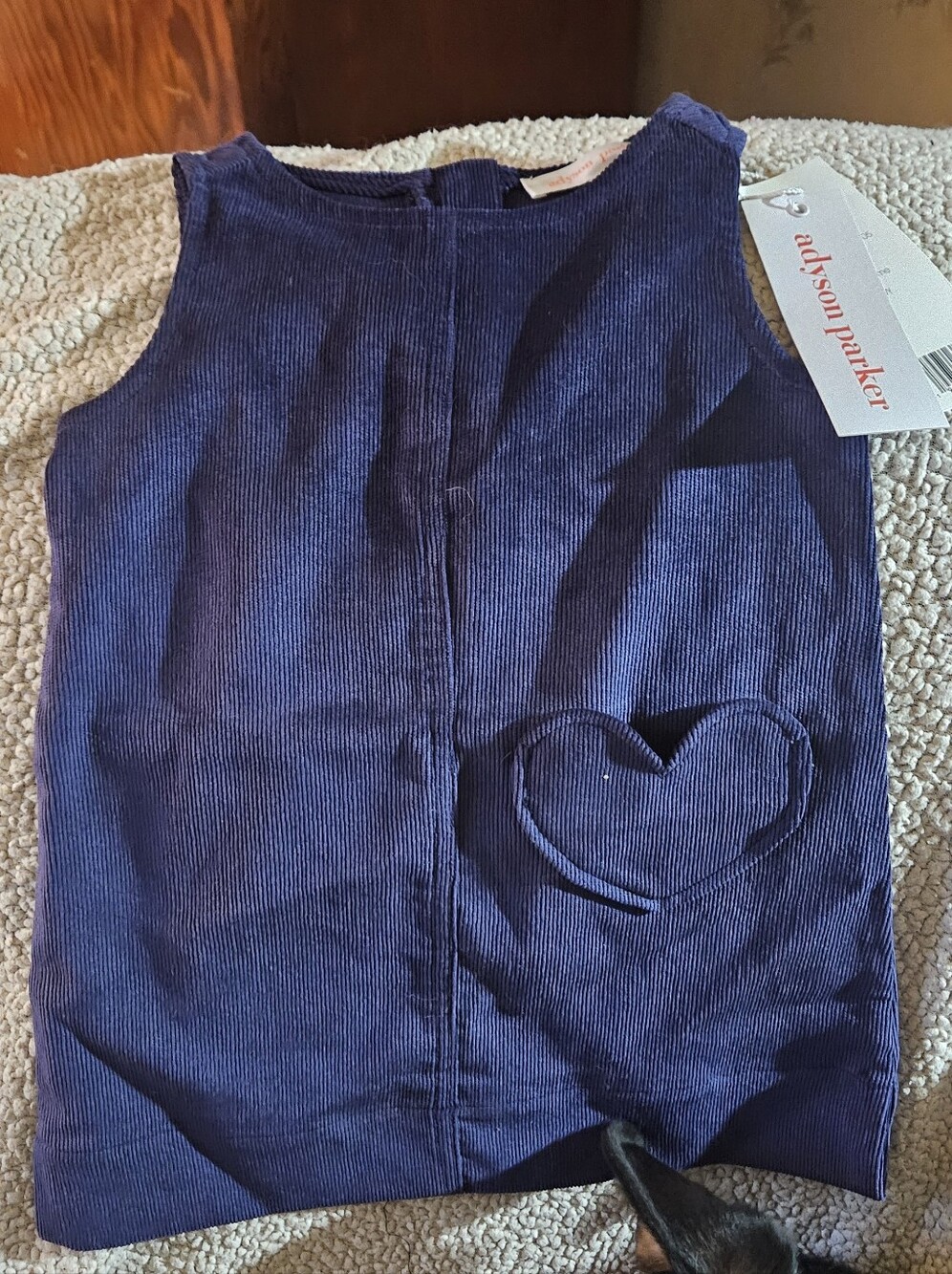 Adyson Parker Navy Blue Corduroy Dress with Heart Patch